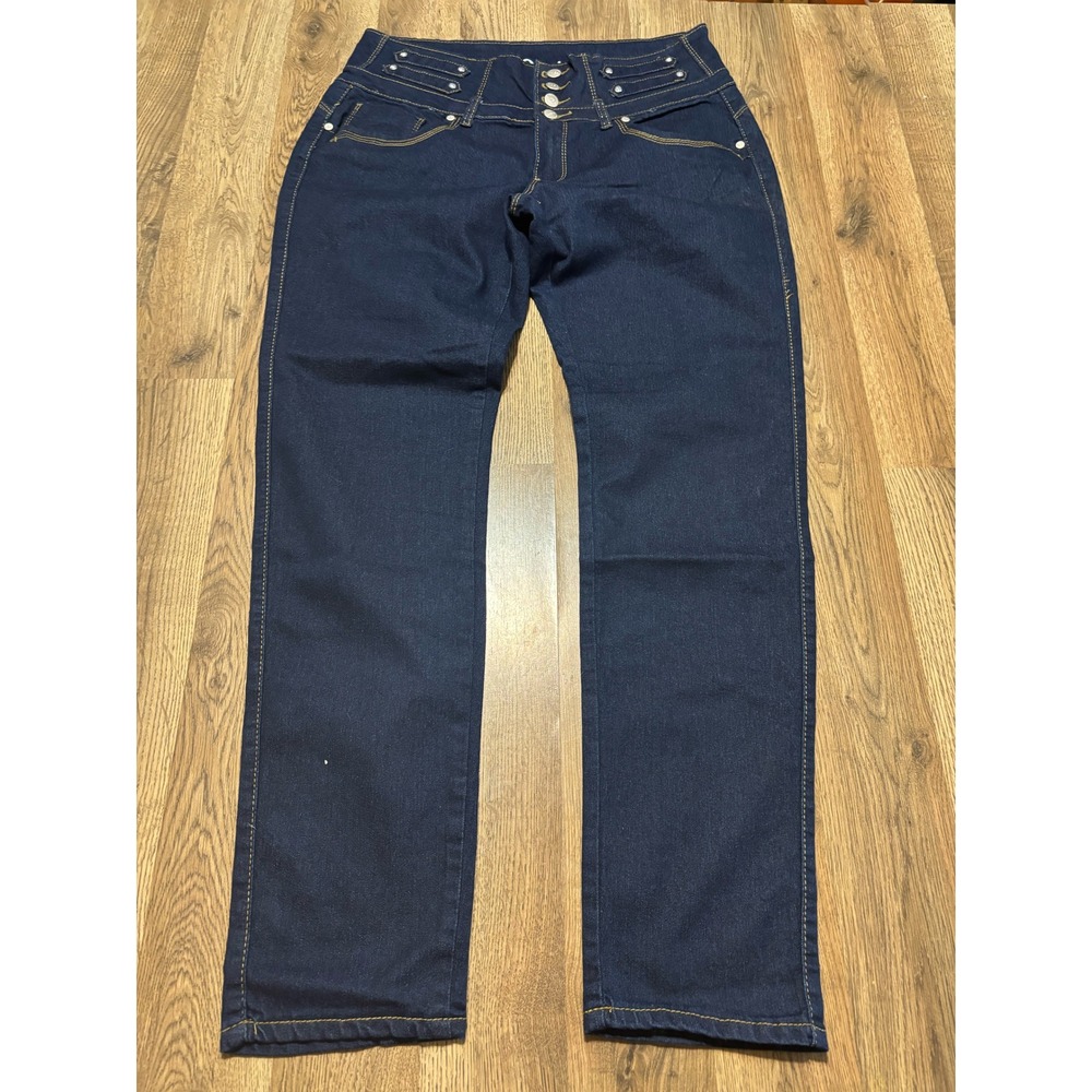 Kaba Jeans Women 18 Dark Blue Plus High Rise Button Fly Skinny Denim Excellent
